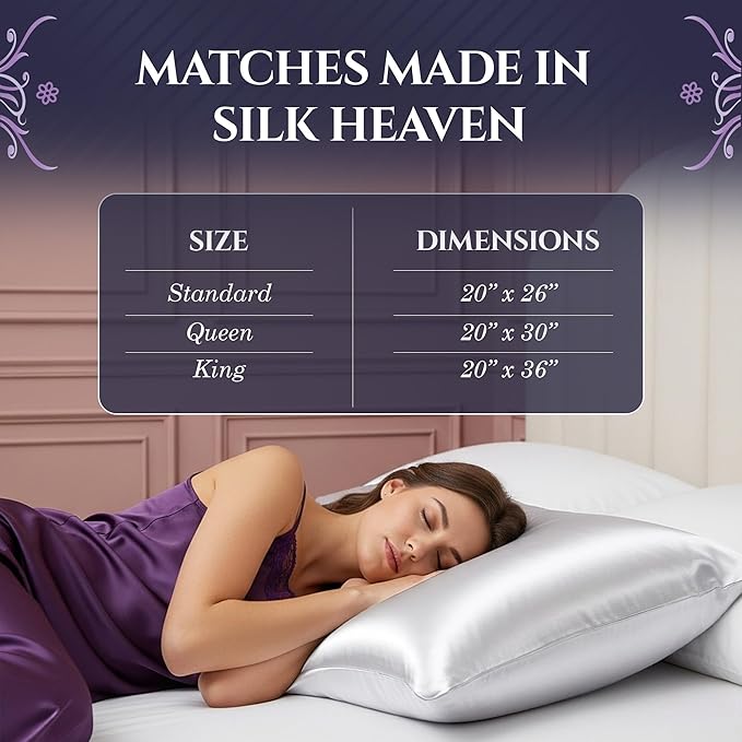 DECOLURE 100% Pure Mulberry Silk Pillow Case Queen Size – Highest Grade 30 Momme 6A+, Luxuriously Soft & Cooling Silk Pillowcase for Hair & Skin, Hypoallergenic, Breathable, Hidden Zipper (White) - Bloomnest