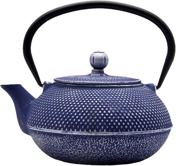 Cast Iron Teapot Tea Kettle with Stainless Steel Infuser for Stovetop Safe Coated with Enameled Interior Japanese Dark Blue Tetsubin for Loose Tea(30.4oz/900ml) - Bloomnest