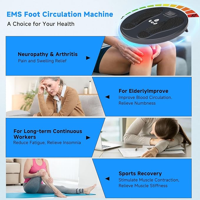 FDA Cleared - Electronic Muscle Stimulator for Neuropathy Foot Leg Massage, EMS Foot Massager for Pain Relief & Muscle Relaxation, PMS/TENS Feet Stimulator for Circulation, for Dad Mum Elder Gifts - Bloomnest