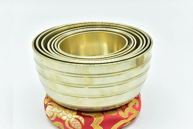 Set of 7 Chakra singing bowl- All in one- Handmade, healing bowls from Nepal-Meditation Bowl,Healing, Great for Meditation, Yoga, Sound Bath, Mindfulness, Relaxation ~ Cushion, Wooden Mallet - Bloomnest