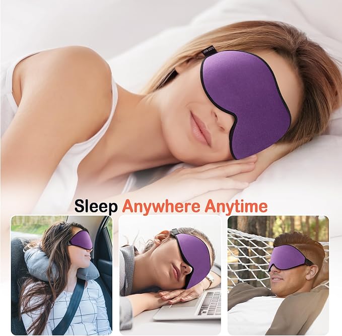 LitBear Sleep Mask for Side Sleeper Women Men, Eye Mask for Sleeping Light Blocking, 3D Contoured Cup Sleeping Mask, Soft Breathable Sleep Eye Mask with Adjustable Elastic Strap for Flight Nap - Bloomnest