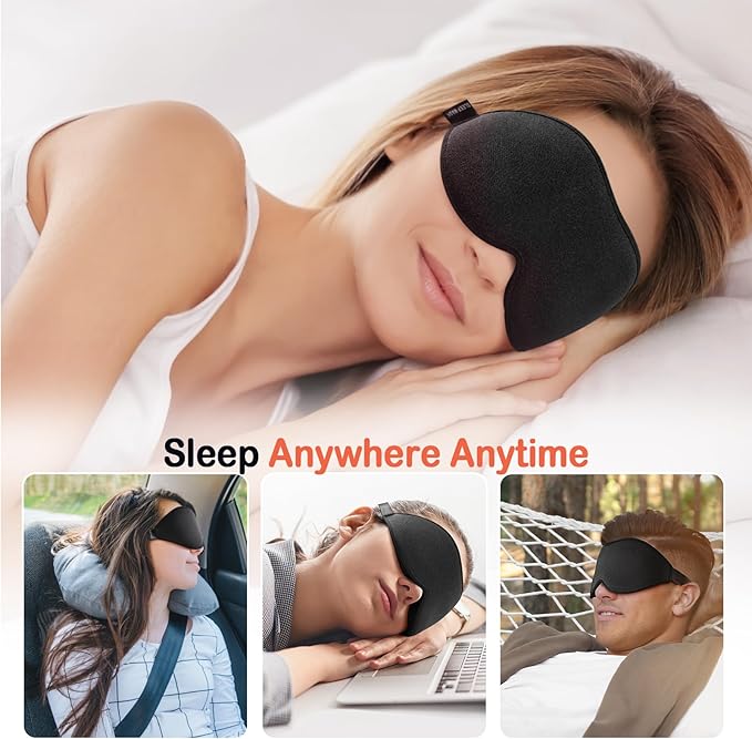 LitBear Sleep Mask for Side Sleeper Women Men, Eye Mask for Sleeping Light Blocking, 3D Contoured Cup Sleeping Mask, Soft Breathable Sleep Eye Mask with Adjustable Elastic Strap for Travel - Bloomnest