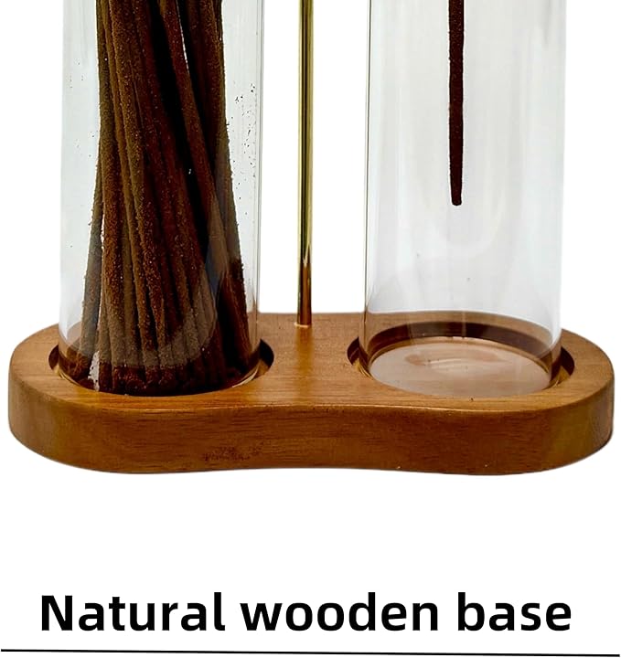 Glass Incense Holder,2 in 1 Incense Sticks Burner Holder with Storage,Hang Upside Down Incense Holder for Sticks with Glass Ash Catcher for Meditation Yoga Spa Room Decor (Brown) - Bloomnest