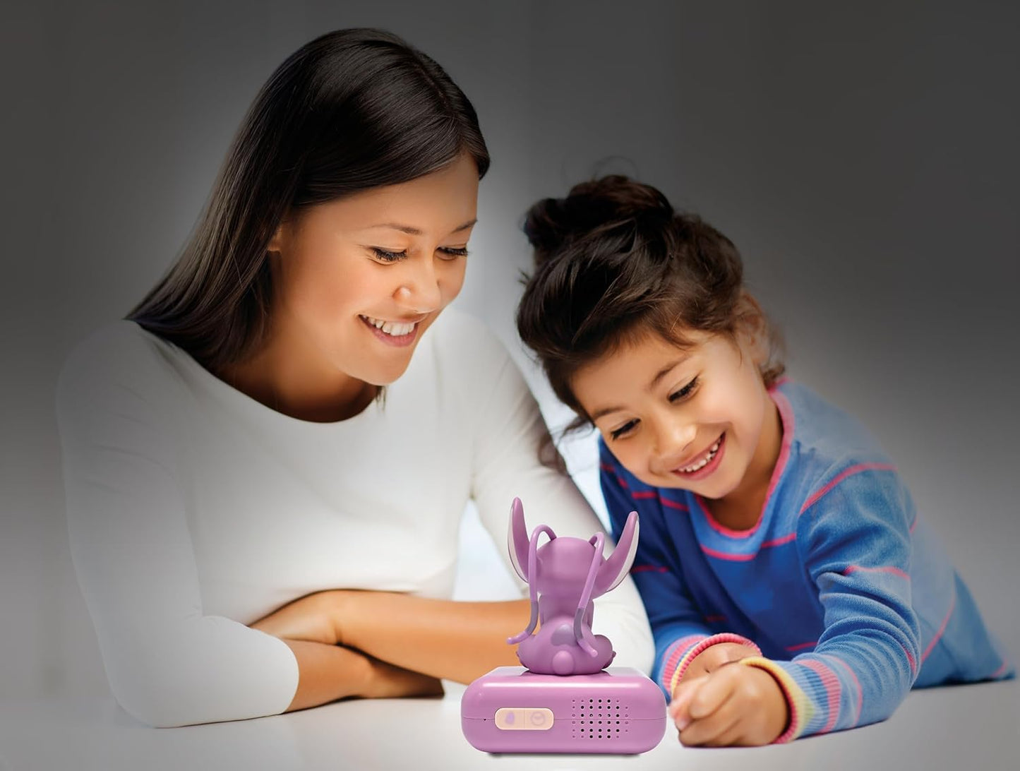 LEXiBOOK, Disney Stitch, Angel Night Light Alarm Clock, Sounds and Melodies, Backlit LCD Screen, Luminous, Snooze, Pink, RL800D1