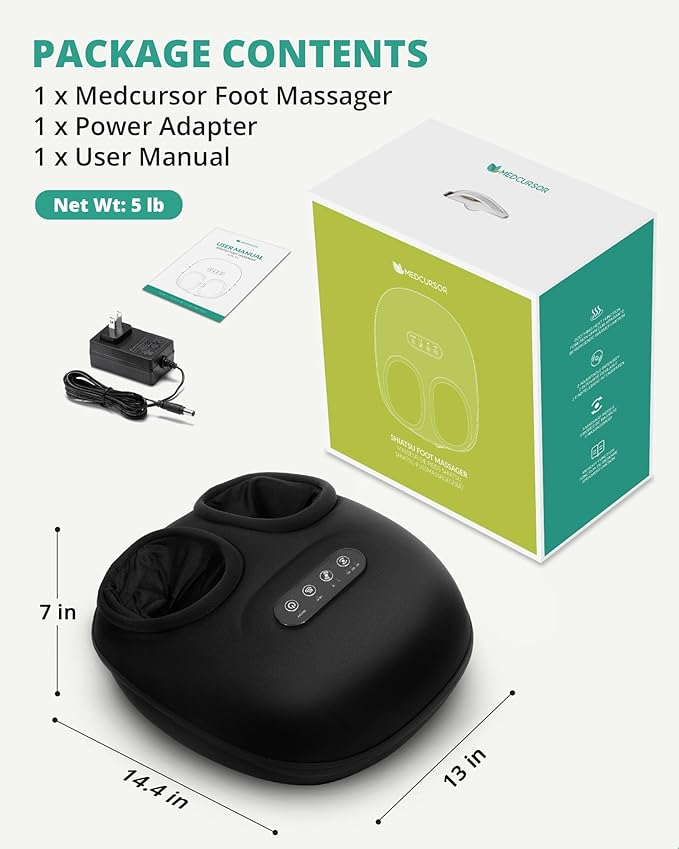 Medcursor Foot Massager Machine with Heat, Rolling, Deep Kneading, Shiatsu Foot Massager for Delivers Pain Relief, Tired, Plantar Fasciitis, Gift for Women Mom Men Fits Up to 13" - Bloomnest
