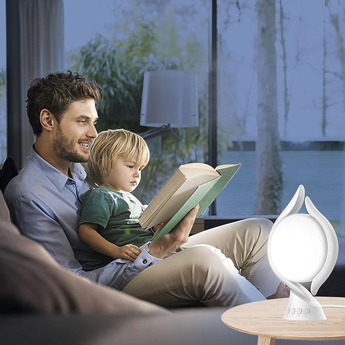 Voraiya Light Therapy Lamp 10000 Lux, UV-Free Therapy Light with 5 Brightness, 3 Color Temperature, 4 Timer, Memory Function, Full Spectrum, Bright Seasonal Sun Light Lamp for Bedroom, Office - Bloomnest