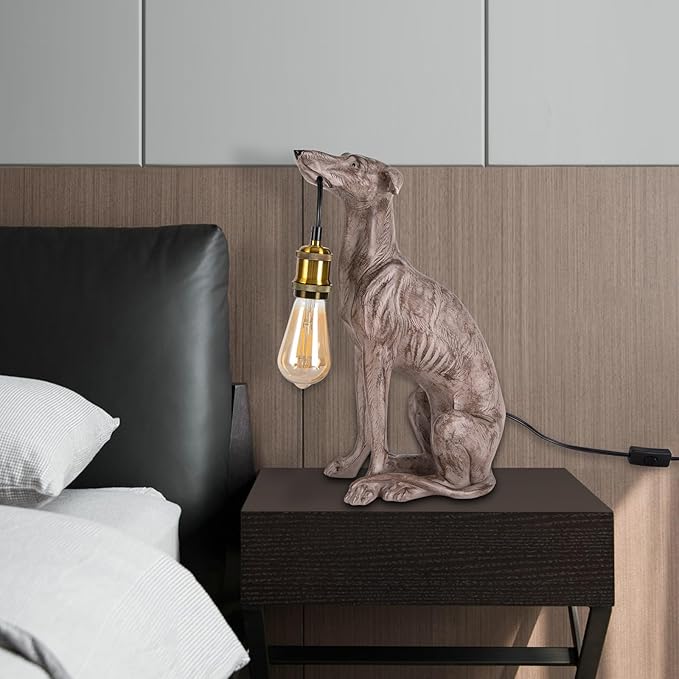 Modern Resin Carved Dog Table Lamp Sitting Dog Floor Lamp Animal Table lamp Creative Desk Lamp for Home Decor,Living Room, Bedroom H17inch Cord 5.9ft - Bloomnest