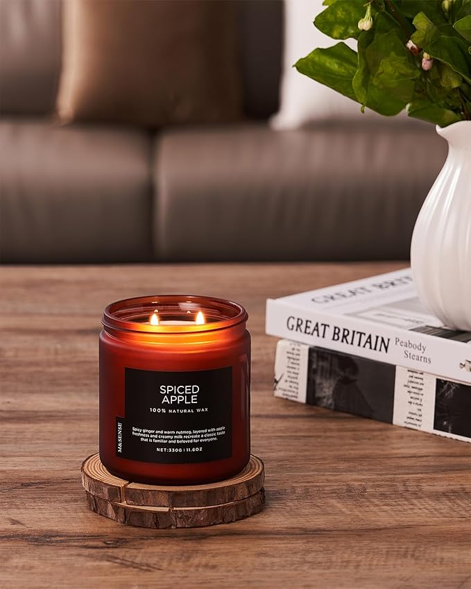 M&SENSE Spiced Apple 2 Wick Fall Scented Candle, 11.6oz Natural Soy Wax Candle for Autumn Decor, Up to 70 Hours Burn Time, Strong Fall Scented Candle Gift for Christmas Holiday Celebration - Bloomnest