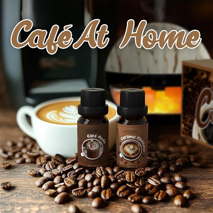 SALUBRITO Coffee Fragrance Oils Set, Premium Essential Oils for Diffuser, Candle, Soap Making, Blueberry Muffin, Eggnog Latte, Caramel Machhiato, Cafe Mocha, French Vanilla, Hot Chocolate, Scented Oil - Bloomnest