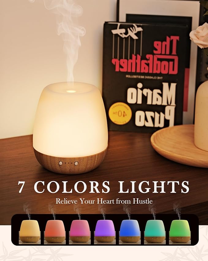 Essential Oil Diffuser - 2.4MHz Ultrasonic Glass Diffuser for Home&Commercial, 180ml, Pulse&Continuous Mist, 7 Mood Lighting Modes, Waterless Auto-Off, Aromatherapy Diffuser with Light ONABOVIVA