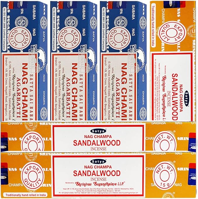 Nag Champa Sandalwood Incense Sticks & Holder Bundle Variety Pack from House of Satya Incense Sticks and Trumiri TRUMIRI
