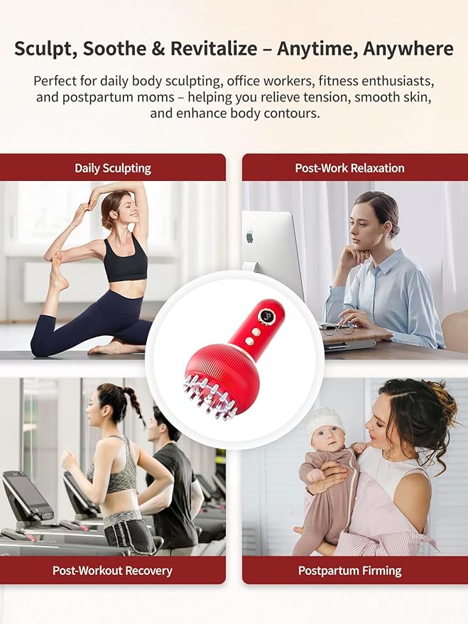 Lymphatic Drainage Massager & Anti Cellulite Massage Tool, Helps Reduce Stretch Marks & Cellulite, for Legs, Arms & Belly, Body Sculpting Machine with Microcurrent, Light, Heat & Vibration - Bloomnest