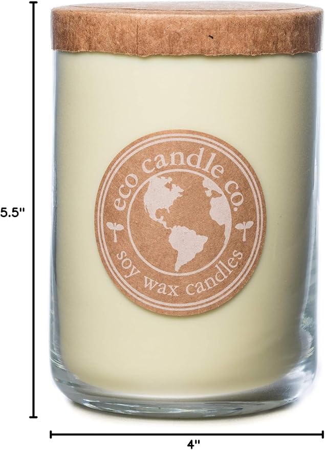 ECO CANDLE CO. Recycled Candle, Verbena Basil, 26 oz. - Scents of Lemons, Verbena, Basil, & Cedar - 100% Soy Wax, No Lead, Kraft Paper Label & Lid, Hand Poured, Made from Midwest Grown Soybeans - Bloomnest