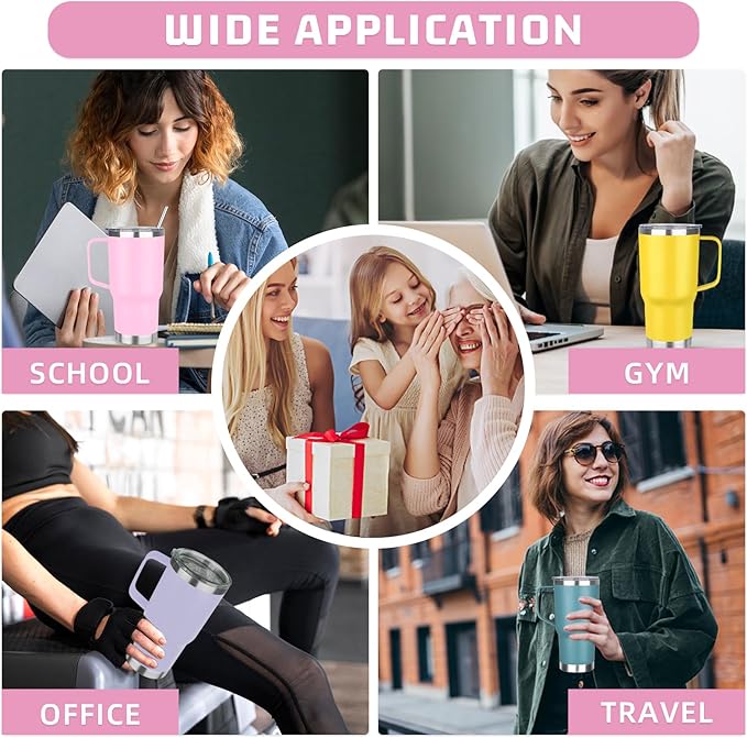 20 oz Tumbler with Handle Stainless Steel Insulated Coffee Mug Tumbler with Lid and Straw Double Wall Vacuum Insulated Coffee Mug Leak Proof Travel Mug Tumbler for Hot and Cold Drink (Mix Color-4)