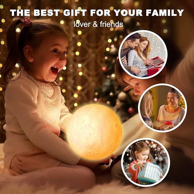 Moon Lamp Upgrade 18 Colors, Gifts for Girls Boys Kids Women Birthday, Teen Girl Gifts Trendy Stuff, Cool Astronomy Gifts, Shelf Decor, Remote & Touch Control Moon Night Light, Diameter 4.8 inch - Bloomnest