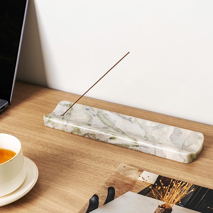 Koville Marble Incense Holder, Incense Holder for Sticks, Incense Sticks Holder Ash Catcher for Meditation Yoga SPA, Natural Stone Incense Burner, Home Table Decor (Bianco Palomino) - Bloomnest