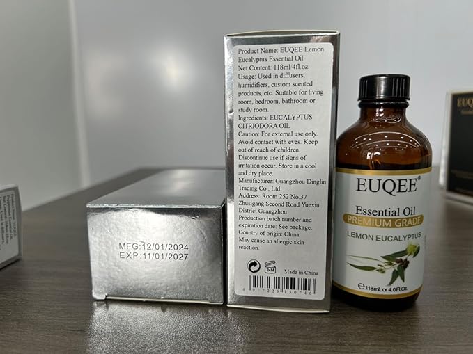 EUQEE Lemon Eucalyptus Essential Oil Pure Lemon Eucalyptus Oil, Large Capacity Essential Oil with Glass Dropper for Diffuser, Candle Making - 118ml / 4 Fl.Oz - Bloomnest