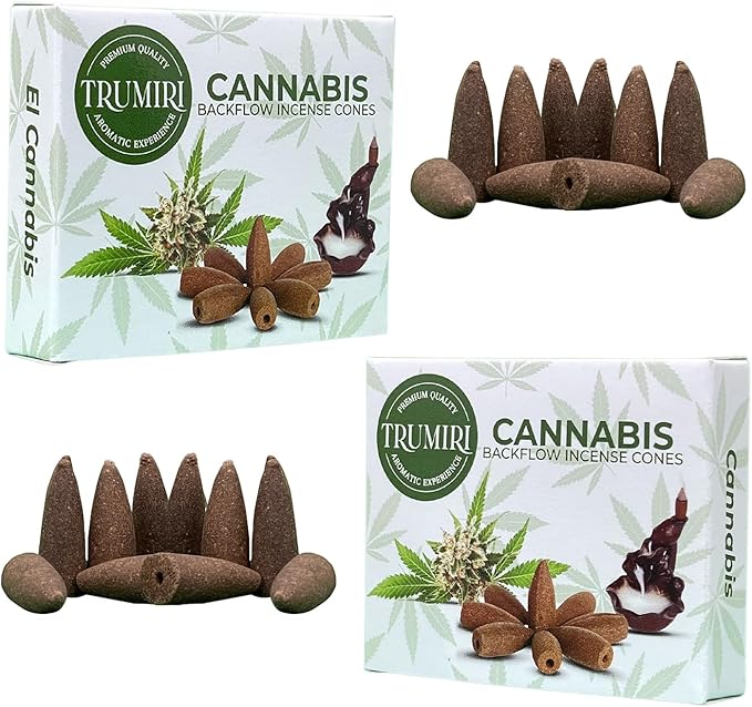 TRUMIRI Cannabis Backflow Incense Cones - Total 20 Incense Cones Waterfall - Dual Pack of 10 Incense Backflow Cones - Waterfall Incense Cones - Incense Waterfall Cones TRUMIRI