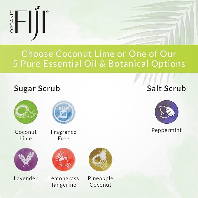 Organic Fiji Whole Body Scrub - Infused with Coconut Oil, Exfoliating Sugar Scrub for Smooth and Soft Skin, Exfoliates & Restores Skin's Natural Biosphere, Coconut Lime 20 oz - Bloomnest