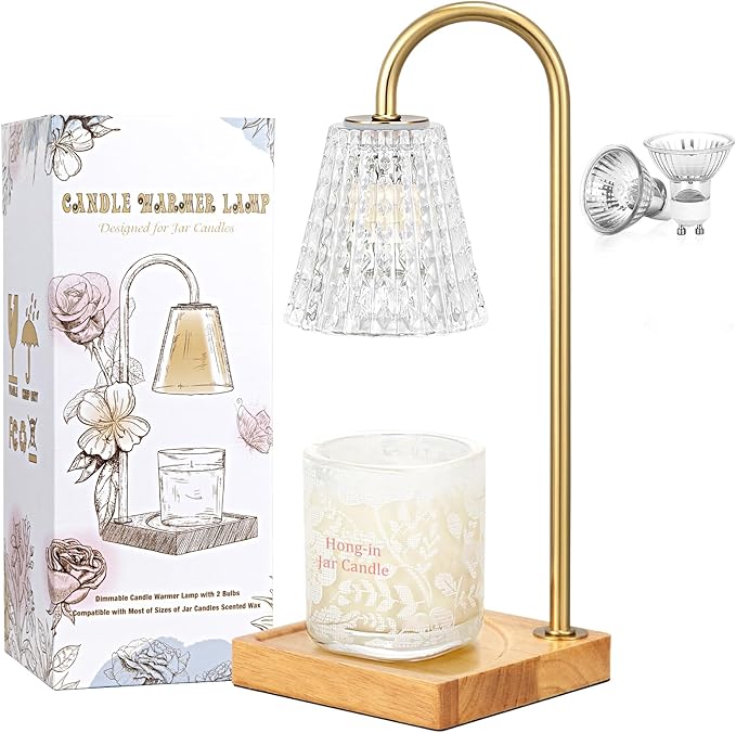 Hong-in Candle Warmer Lamp, Candle Lamp Warmer with Timer,Wax Melt Warmer,Crystal Candle Heater Lamp for Scented Wax, Elegant Home Decor, Clear Glass - Bloomnest