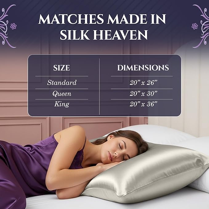 DECOLURE 100% Pure Mulberry Silk Pillow Case Standard Size – Highest Grade 30 Momme 6A+, Luxuriously Soft & Cooling Silk Pillowcase for Hair & Skin, Hypoallergenic, Breathable, Hidden Zipper (Ivory) - Bloomnest