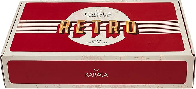 KARACA Retro Anthracite Tea Set for 6, 6 Turkish Tea Glasses, 12 Pcs, Gold Decal Details - Bloomnest