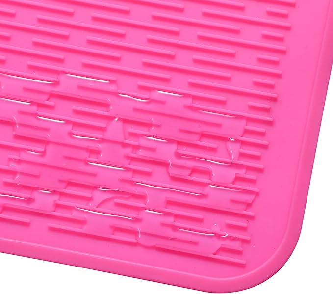Silicone Dish Drying Mat for Multiple Usage,Easy clean,Eco-friendly,Heat-resistant Silicone Mat for Kitchen Counter or Sink,Refrigerator or Drawer Liner Rose 4XL 32 inches x 18 inches - Bloomnest