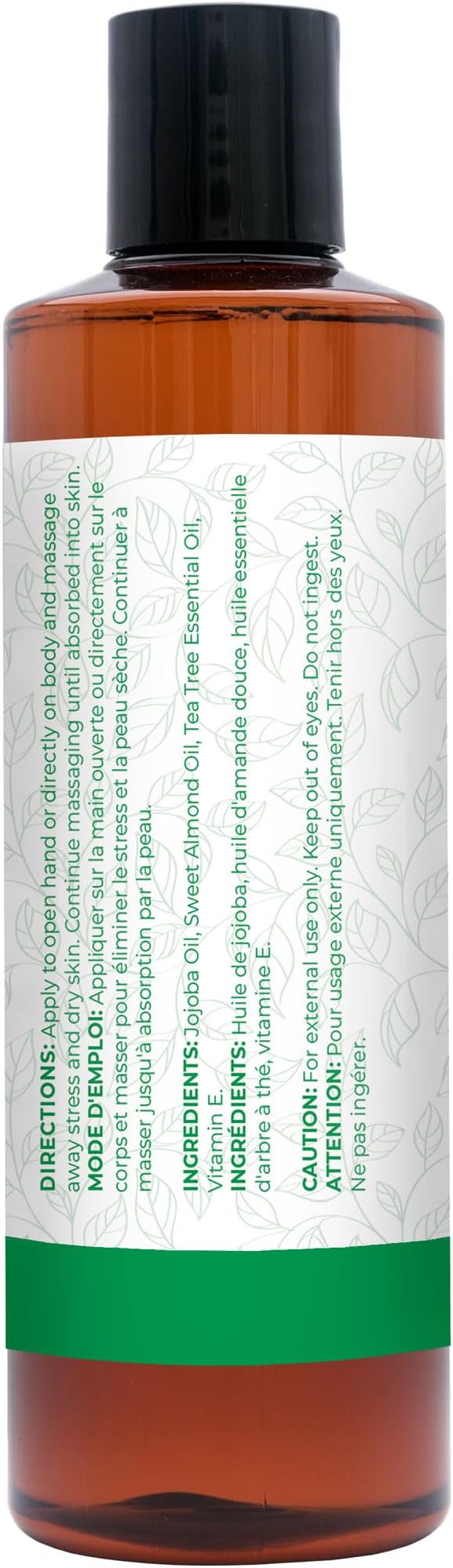 Tea Tree Massage Oil, Body Oil for Massage Therapy - Made with Jojoba, Vitamin E and Pure Essential Oil, Body & Mind Relaxation