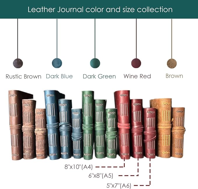 Large Notebook Journal - Genuine Leather Journals for Writing A4 Size Diary 8x10 Inch, Notepad For Women and Man, Gifts,Work,Travel Dark Green - Bloomnest