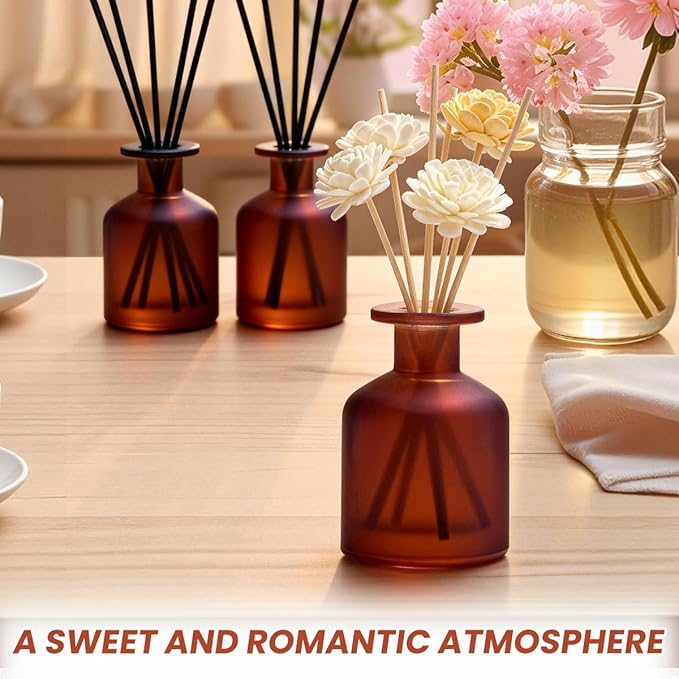 130ML/4.3OZ Amber Red Glass Diffuser Bottle Empty Refillable Aromatherapy Container Fragrance Accessories for Essential Oils & DIY Crafts Bloomnest