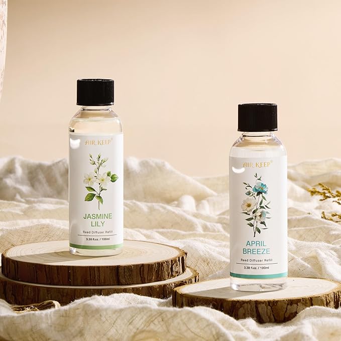 Airkeep Reed Diffuser Oil Refill/Jasmine Lily/3.38oz(100ml/1 Pack/Scented Oil Refill for Reed Diffuser Home Fragrance for Bedroom, Bathroom Office Home Decor - Bloomnest