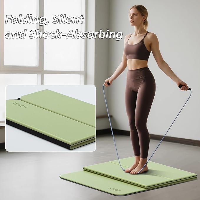 Foldable Yoga Mat Extra Thick 0.32 Inches Eco-Friendly POE Material, Non-Slip Design Fitness Mats, Multi-Purpose Workout Mats For Studio or Home Use (71 x 24 x 0.32 inches) - Bloomnest