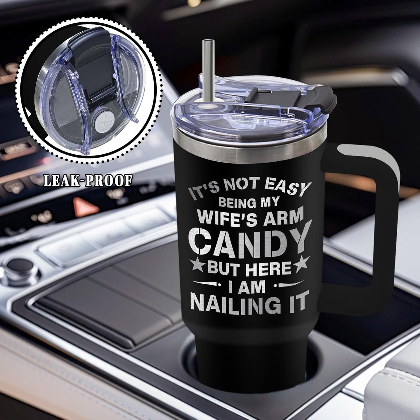 DUUV Gifts for Husband from Wife, Husband Tumbler with Handle 40 Oz, Christmas Thanksgiving Wedding Anniversary Appreciation Birthday Gifts for Husbands Men Him, 1PCS