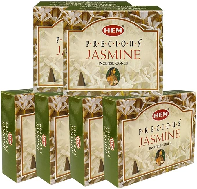 TRUMIRI Incense Cone Holder Bundle with Hem Precious Jasmine Incense Cones - Pack of 6 (Approx 60 Cones) TRUMIRI