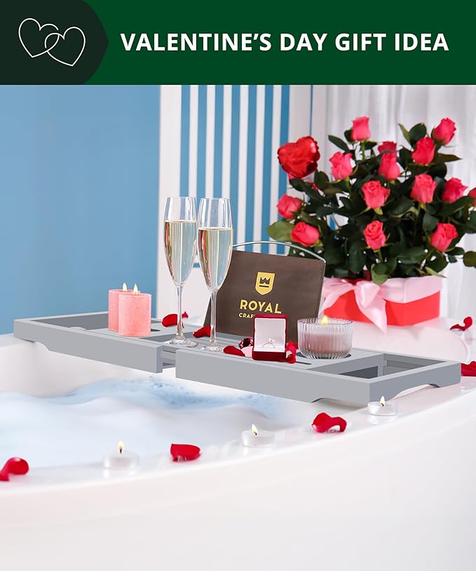 ROYAL CRAFT WOOD Premium Foldable Bathtub Tray - Expandable Bath Tray for Tub - Luxury Bathtub & Bathroom Accessories - Bloomnest