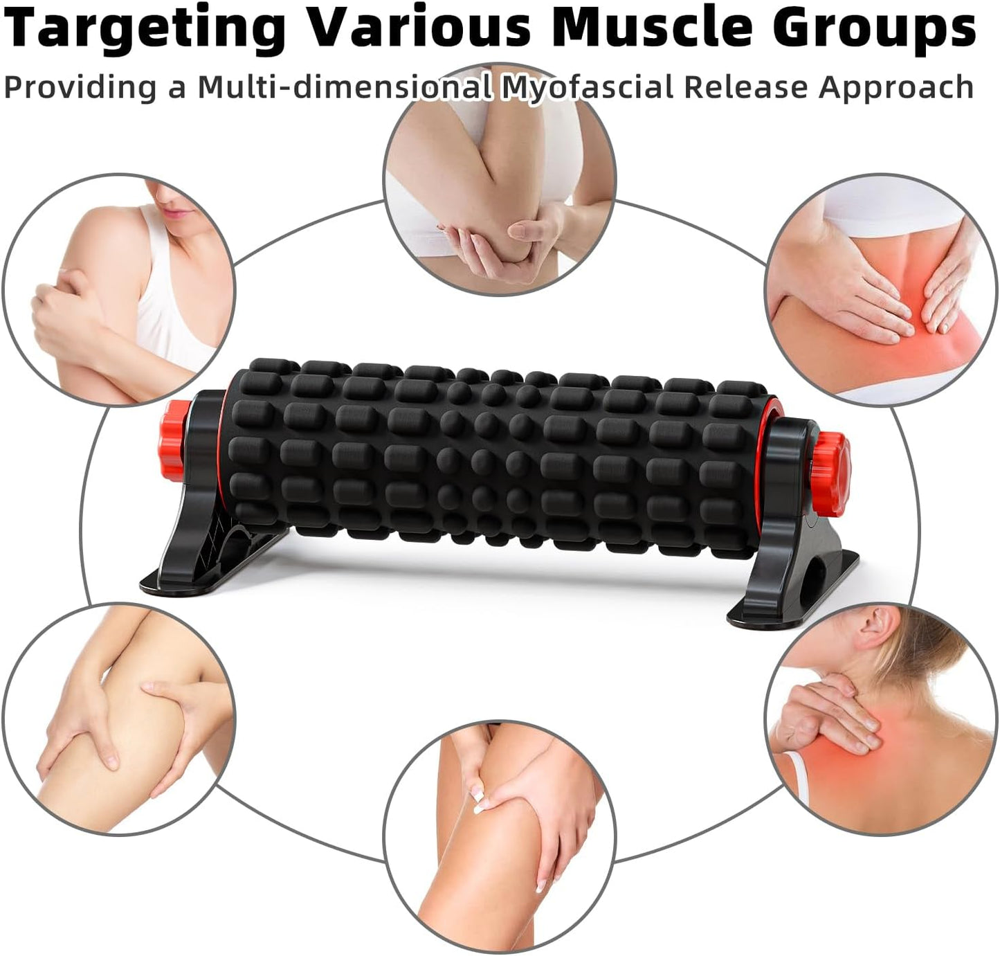 XL IT Band Firm Foam Roller with Resistance Holder - 17 inches - Exercise Roller for IT Band Issues, Deep Tissue Muscle Massage, Muscle and Back Roller for Fitness, Gym Equipment (Black)