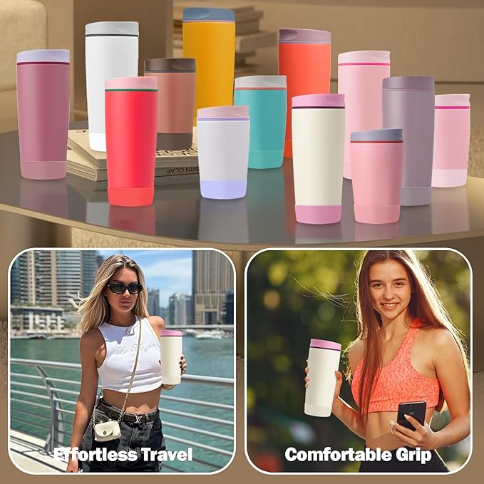 2pcs Silicone Boot for Owala SmoothSip Slider Coffee Tumbler 20oz 12oz, Anti-Slip Sleeve for Travel Coffee Mug, Protective Accessories for Owala BPA Free (Daybreak White) Kaitiaki