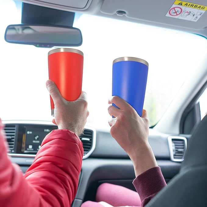 20 oz Tumbler with lid Double Wall Vacuum Insulated Tumblers Stainless Steel Coffee Mug Travel Coffee Tumbler Powder Coated Tumbler Cup Keep Hot&Cold - (Dark Blue 1 Pack)