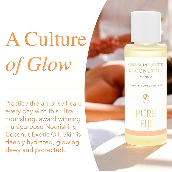 PURE FIJI Travel Size Nourishing Exotic Coconut Oil, Mango (3oz/90ml) - Bloomnest