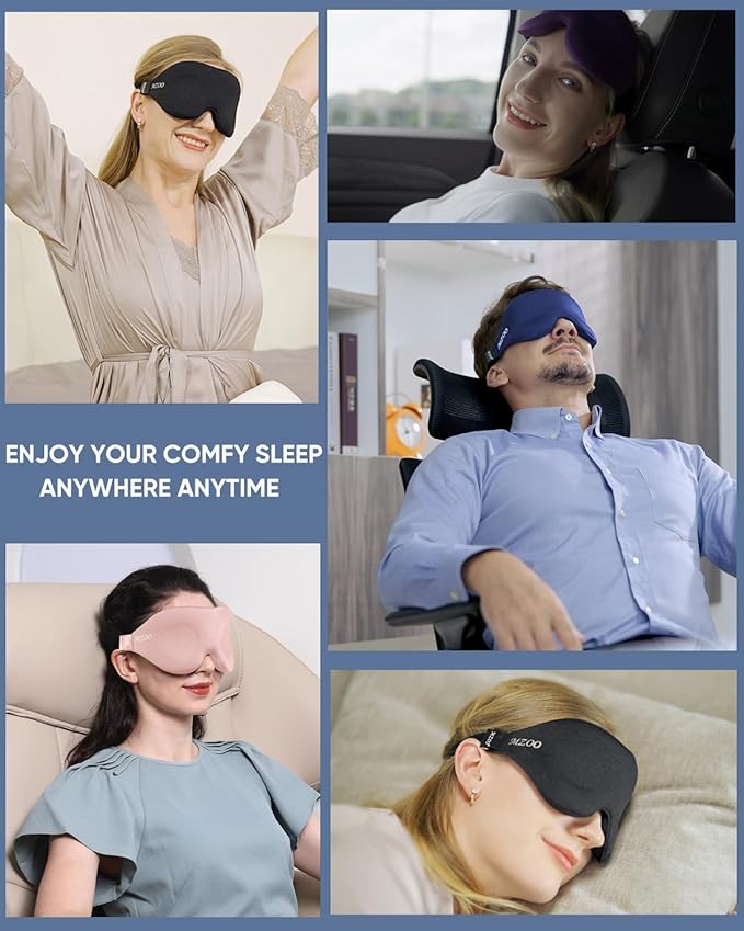 MZOO Luxury Sleep Eye Mask for Side Sleeper Men Women, Zero Eye Pressure 3D Sleeping Mask, Light Blocking Patented Design Night Blindfold, Soft Eye Shade Cover for Travel, Pink
