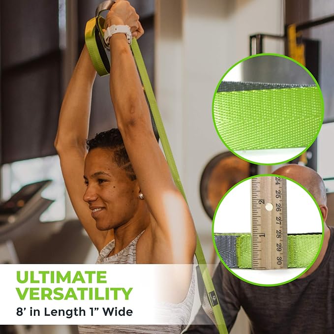 Gradient Fitness Stretching Strap for Physical Therapy, 12 Multi-Loop Stretch Strap 1" W x 8' L, Neoprene Handles, Physical Therapy Equipment, Yoga Straps for Stretching, Leg Stretcher. - Bloomnest