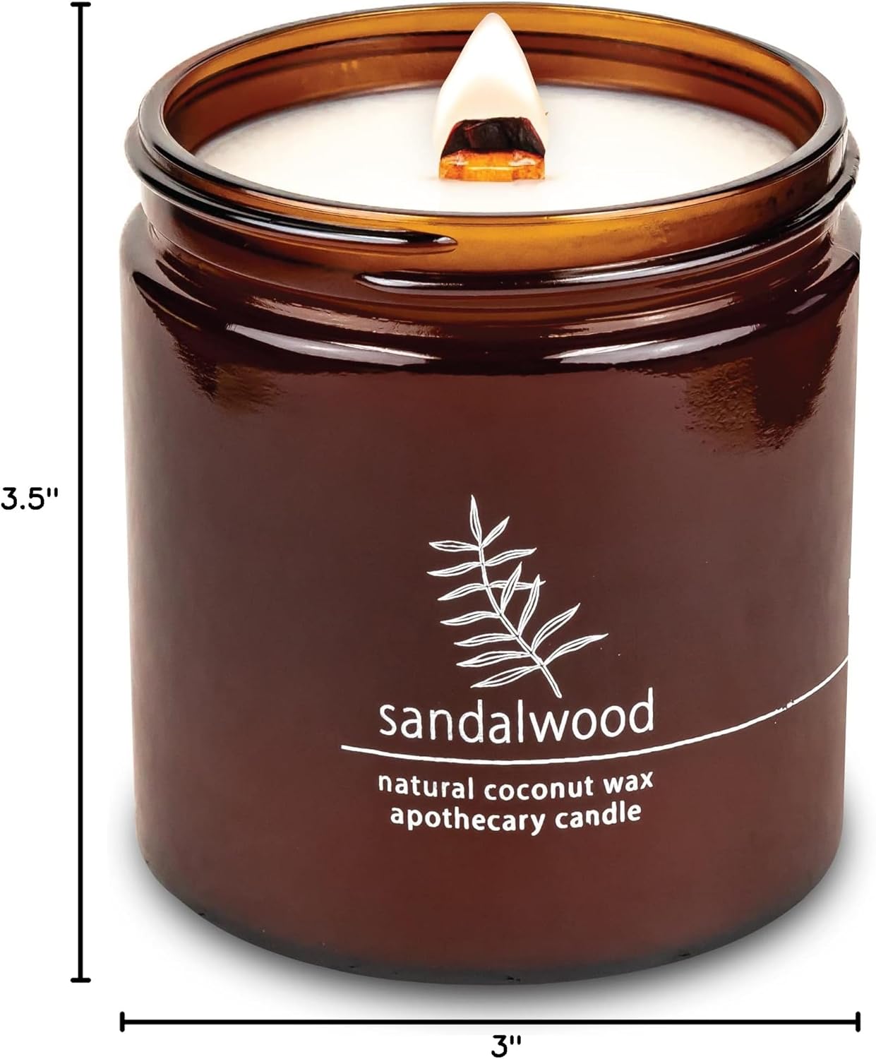 Hemlock Park Crackling Wood Wick Candle Handcrafted with Natural Coconut Wax (Large 16 oz, Sandalwood)