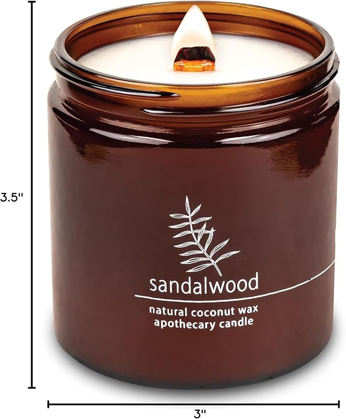 Hemlock Park Crackling Wood Wick Candle Handcrafted with Natural Coconut Wax (Large 16 oz, Sandalwood) - Bloomnest