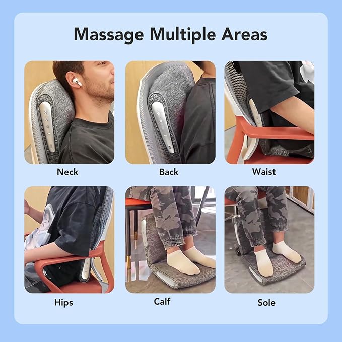 Back and Neck Massager with Heat, Adjustable Massage Cushion for Pain Relief Deep Tissue, Deep Kneading Massage for Relaxation, Massager for Home Office, Gifts for Mom Dad Women Men (Gray) - Bloomnest