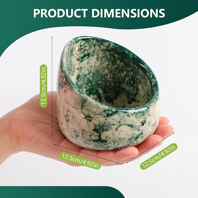 Pottery Herb Stripper Bowl, Handmade Ceramic Herb Peeling Bowl, for Separating Leaves and Stems (Green) - Bloomnest
