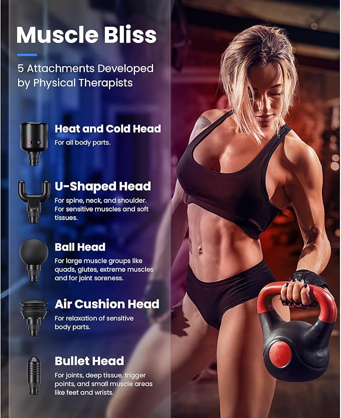 BOB AND BRAD T2 Pro Massage Gun with Heat and Cold, Deep Tissue Percussion Massager Gun, Muscle Massager, Electric Back Massagers for Professional Athletes Home Gym, FSA and HSA Eligible - Bloomnest