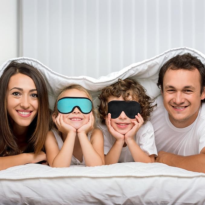 2 Pieces 3D Sleep Mask for Kids Memory Foam Contoured Eye Mask, Travel Sleep Eye Cover with Adjustable Strap, 3D Blindfolds(Black and Green) - Bloomnest