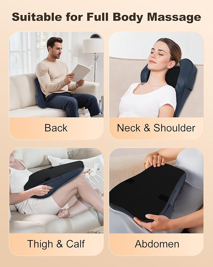 Beleduc Back Massager for Back Pain Deep Tissue, Shiatsu Back Neck Massager with Heat,Vibration Massage,3D Kneading Massage Pillow for Neck Shoulder Legs - Bloomnest