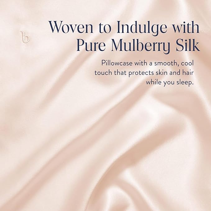 Brooklinen Mulberry Silk Pillowcase – 100% Pure Silk Pillow Case, Soft & Durable, Anti-Friction Comfort, Hight Quality Smooth Texture – Machine Washable & Breathable – Standard Size (Blush) - Bloomnest