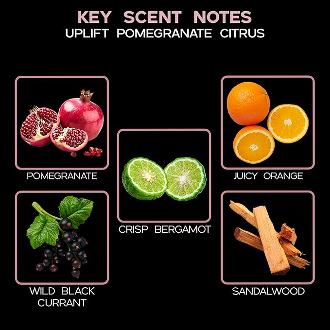 LOVSPA Uplift Pomegranate Citrus Diffuser Oil - Luxury Essential Oils for Diffuser Refill & Air Freshener Room Spray - Long-Lasting & Natural Home Fragrance, Scented Oil for Diffusers, USA Made, 4oz - Bloomnest